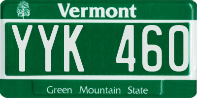 VT license plate YYK460