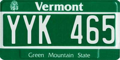 VT license plate YYK465