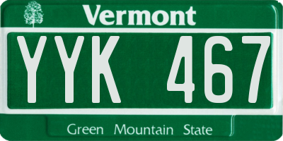 VT license plate YYK467