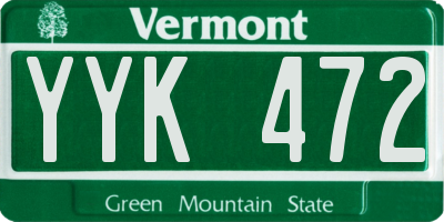 VT license plate YYK472