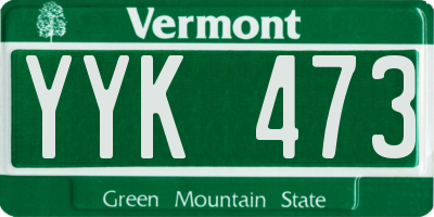 VT license plate YYK473