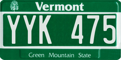 VT license plate YYK475