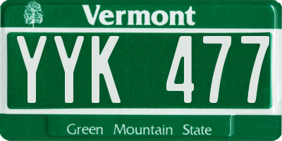 VT license plate YYK477