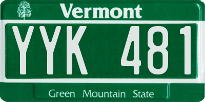 VT license plate YYK481