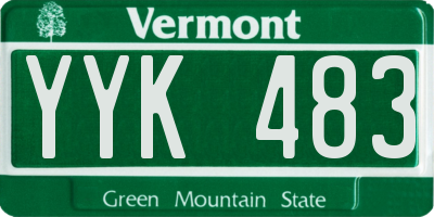 VT license plate YYK483