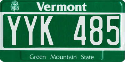 VT license plate YYK485