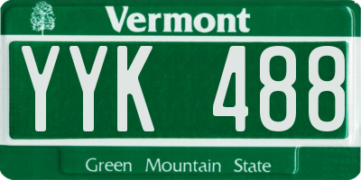 VT license plate YYK488