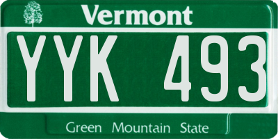 VT license plate YYK493