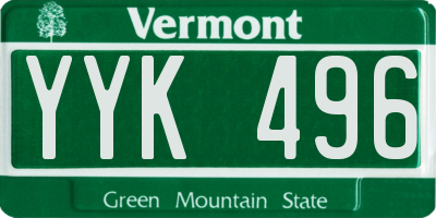 VT license plate YYK496