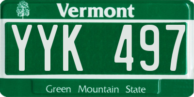 VT license plate YYK497