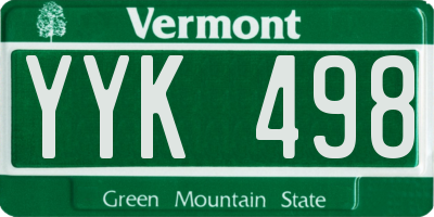 VT license plate YYK498
