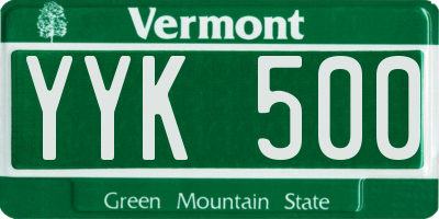 VT license plate YYK500