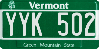 VT license plate YYK502