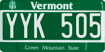 VT license plate YYK505
