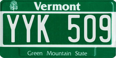 VT license plate YYK509