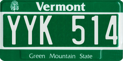 VT license plate YYK514