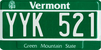 VT license plate YYK521