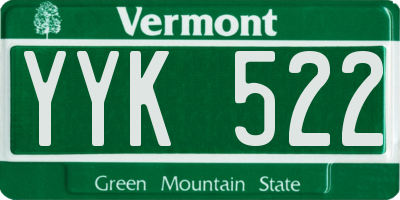VT license plate YYK522