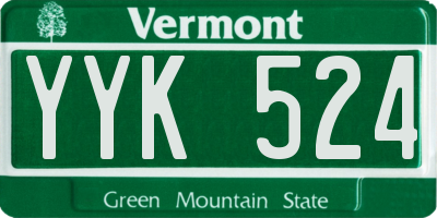 VT license plate YYK524