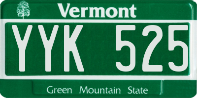 VT license plate YYK525