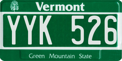 VT license plate YYK526