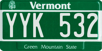 VT license plate YYK532