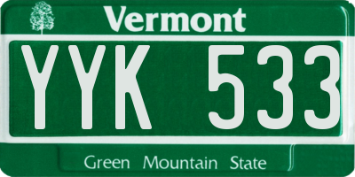 VT license plate YYK533