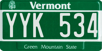 VT license plate YYK534