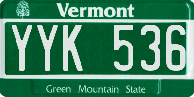 VT license plate YYK536