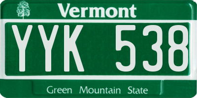 VT license plate YYK538
