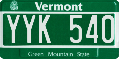 VT license plate YYK540