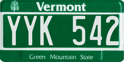 VT license plate YYK542
