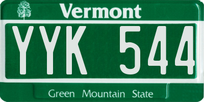 VT license plate YYK544