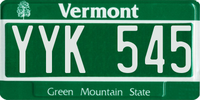 VT license plate YYK545