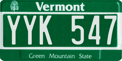 VT license plate YYK547