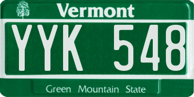 VT license plate YYK548