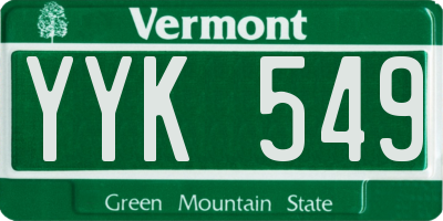 VT license plate YYK549