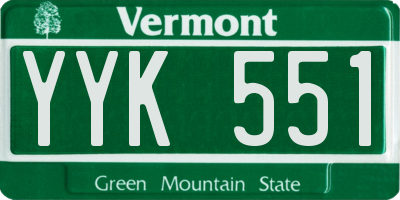 VT license plate YYK551