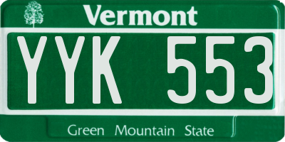 VT license plate YYK553