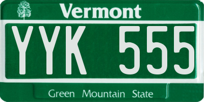 VT license plate YYK555