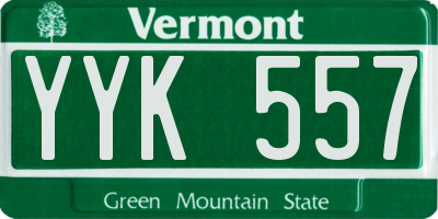 VT license plate YYK557