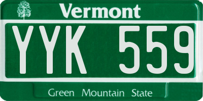 VT license plate YYK559
