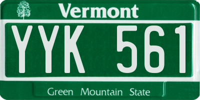 VT license plate YYK561