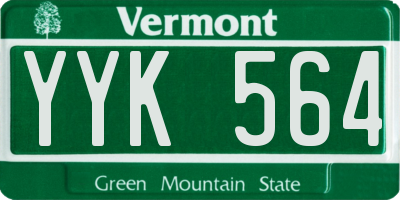VT license plate YYK564