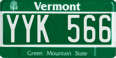 VT license plate YYK566