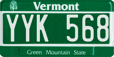 VT license plate YYK568