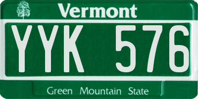 VT license plate YYK576