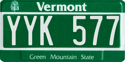 VT license plate YYK577