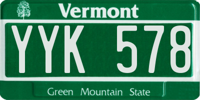 VT license plate YYK578