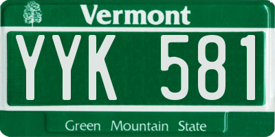VT license plate YYK581